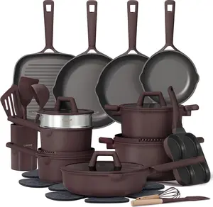 Aluminum Pots and Pans Set 31PCS, Nonstick Cookware Set Kitchen Non Stick Induction Titanium Cookware Non-toxic Granite Cooking set, PFOA Free