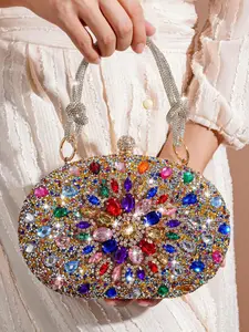 European And American Fashion Women's Clutch Rhinestone Sunflower Decor Party Handbag, Versatile For Formal Dress