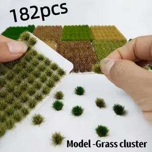 182 static model grass cluster combination kit, different colors can be mixed to make different seasons of the model scene, suitable for train model diy, building sand table, princess garden decoration materials, suitable for people over 114 years old.