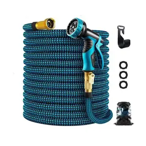 100FT Heavy Duty Stronger Deluxe Expandable Flexible Garden Water Hose With Spray Nozzle