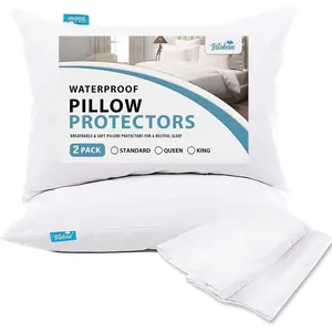 Pillow Protector 100% Waterproof & Noiseless Pillow Cover Pillow Protectors with Zipper Standard Size 2 Pack 20 X 26 Inches Pillow Cases Machine Washable Biloban