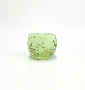 Jade Green “Deer & Bird” Gilded Jianzhan | Auspicious Garden Tea Cup, Chinese culture,High-temperature firing,Handcrafted ceramic cup,Wine Glass, Kung Fu Cup,Drinkware
