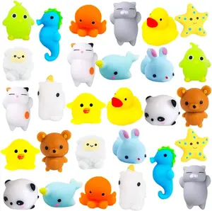 Cute Mochi Squishies 28PCS Stress Relief Toys for Kids Valentine Exchange Gifts, Easter Eggs Filler, Classroom Prizes Party Favors