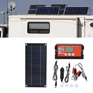 600W Portable Power Monocrystalline Silicon Solar Panel Kit - Includes 100A Charge Controller, Extension Cable, Battery Clip - for RV Camping, Outdoor Home Supplies Use