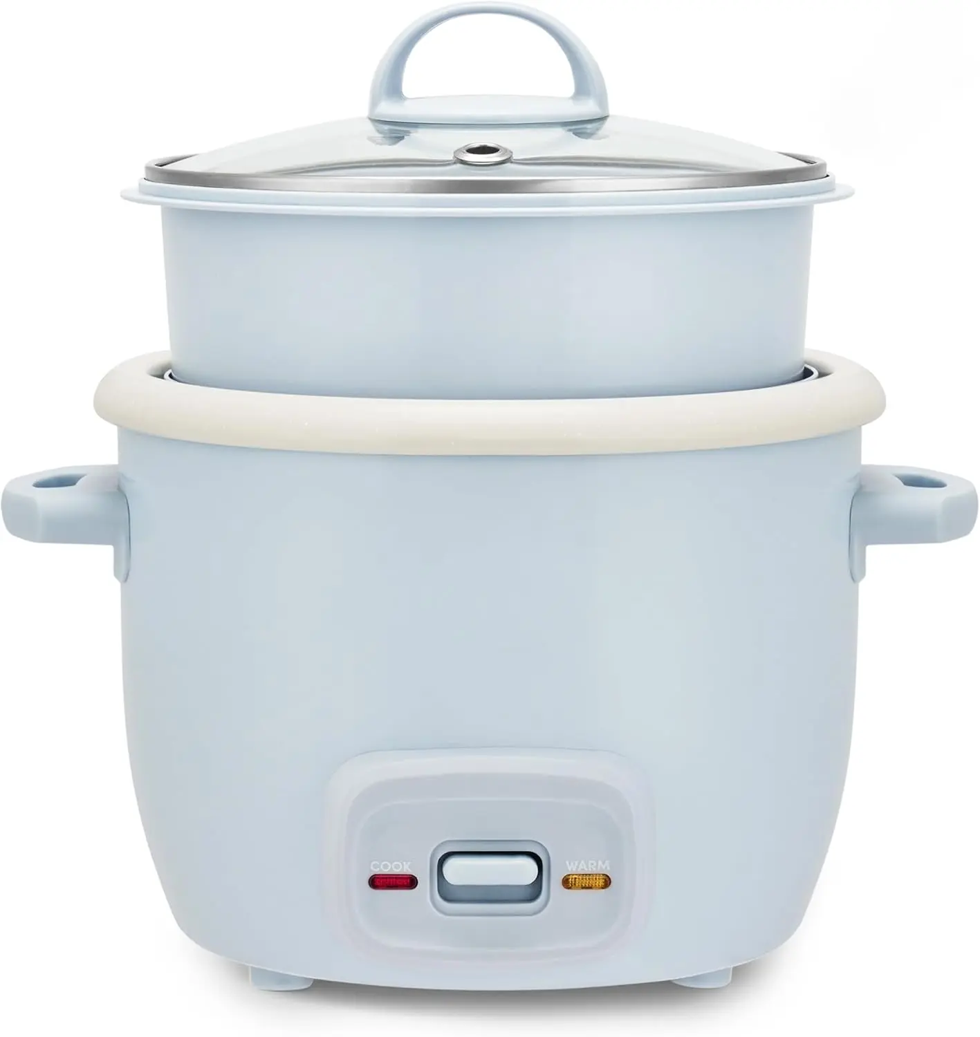 4-Cup Cooked, 2-Cup Uncooked Rice Cooker & Food Steamer with Bonded Ceramic & Pop-Up Steam Tray - Blue