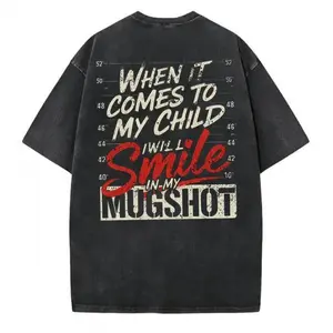 180g[100%cotton]When It Comes To My Child I Will Smile In My Mugshot Shirt-Ver2,Print Men's Shirt, Top Menswear, Cotton Tee, Sweatshirt, Menswear, Tops,Gift for Husband, Unisex, Fabric, Streetwear