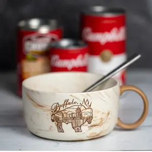 Stoneware Marble Soup Mug with Buffalo Skyline