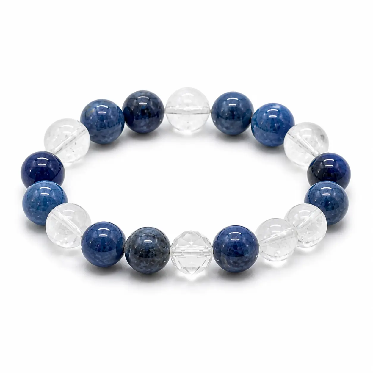 Dainty Crystal Beaded Bracelet for Adults, Royal Blue and Translucent Glossy Arm Candy, Modern Stretch-Fit Daily Accessory, Dainty Crystal Bracelet, Modern Chic, Crystal Accents