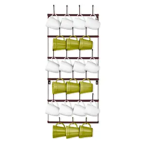 Sorbus Wall Mounted Mug Rack for Coffee - 6-Tier Metal Mug Organizer with 21 Hooks, Solid Iron, Minimal Assembly Required, Rustic Design - Kitchen