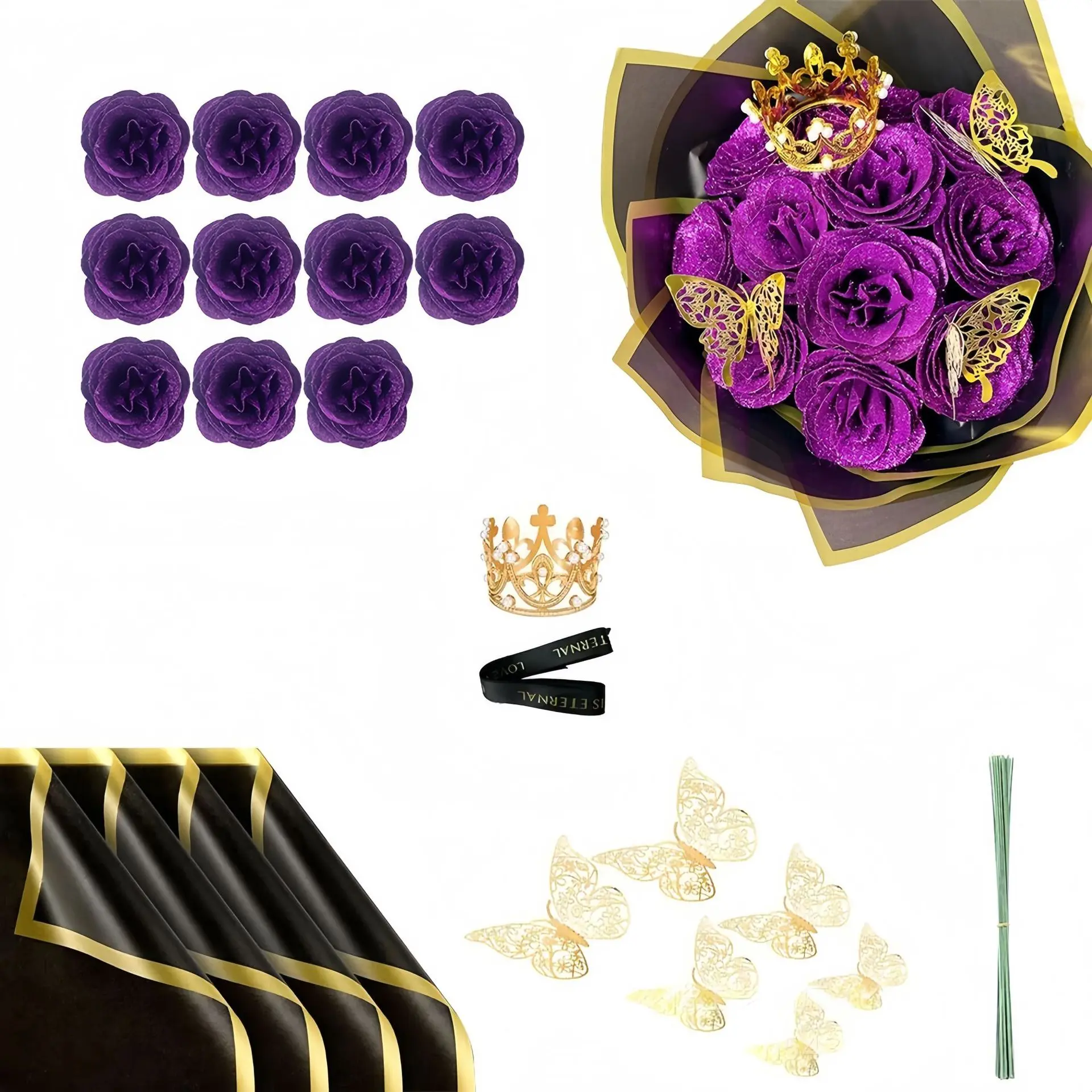 Purple flowers and 11 crowns.