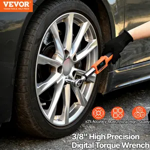 VEVOR Digital Torque Wrench, 3/8-Inch Drive, 4.94–99.57 lbf-ft, 72-Tooth, ±2% Precision Electronic Wrench with Preset Function, Audible Alert, and LED Indicator for Automotive and Motorcycle Use