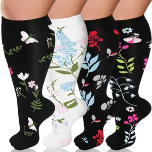 Extra Wide Compression Socks for Men and Women 4 Pairs, Perfect for Running, Hiking, Nurse Work Travel, All Day Wear, Support Swelling Relief, Performance Recovery, Athletes Gym Workout Fitness Essential Equipment