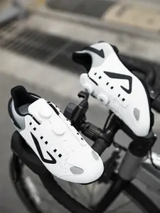 Unisex Cycling Shoes, Indoor Road Bike Shoes, Comfortable Riding Footwear, Sporty PU Leather Sneakers, All Seasons, Medium Width