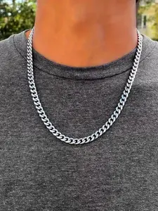 Men's Classic Chain Necklace, 6/10mm Width, Stainless Steel Material, Durable and Fashionable Design, Ideal Gift for Him