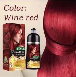 [Get cheaper,Buy two bottles]TOAE Cherry red&Brown &Black Hair Dye Shampoo 3 in 1,  Herbal Ingredients Hair Coloring Shampoo in Minutes 13.6 fl oz  Haircare Ginseng,Instant Hair Color Shampoo for Women Men