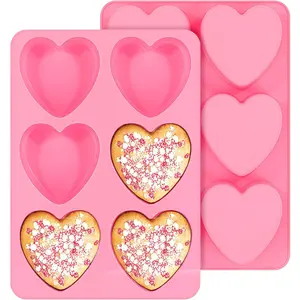 Heart-Shaped Cake Mold - 2Pcs Silicone Hearts Mold, Non-stick and Bpa Free for Candy Chocolate Gummies Baking