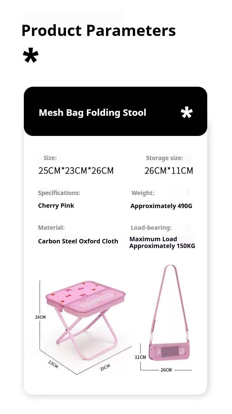 Outdoor Camping Chair Foldable Pencil Case Stool Portable Handbag Student Stool Queue Helper for Camping Studying Golden Triangle Structure Stable Design