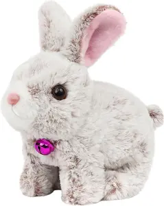 Easfan Bunny Pink Plush Toy Jumping Spotted Rabbit Talking Hopping Ears Nose Moving Educational Plush Toy Singing Shaking Glowing Interactive Toy Electric for Toddlers Kids