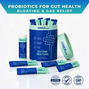 Probiotics for Gut Health — Gut2Be Restore System: Bloating and Gas Relief, Daily 2 Step Synbiotic with Prebiotics and Digestive Enzymes for Women and Men Natural Wellness Boost Natural Supplements
