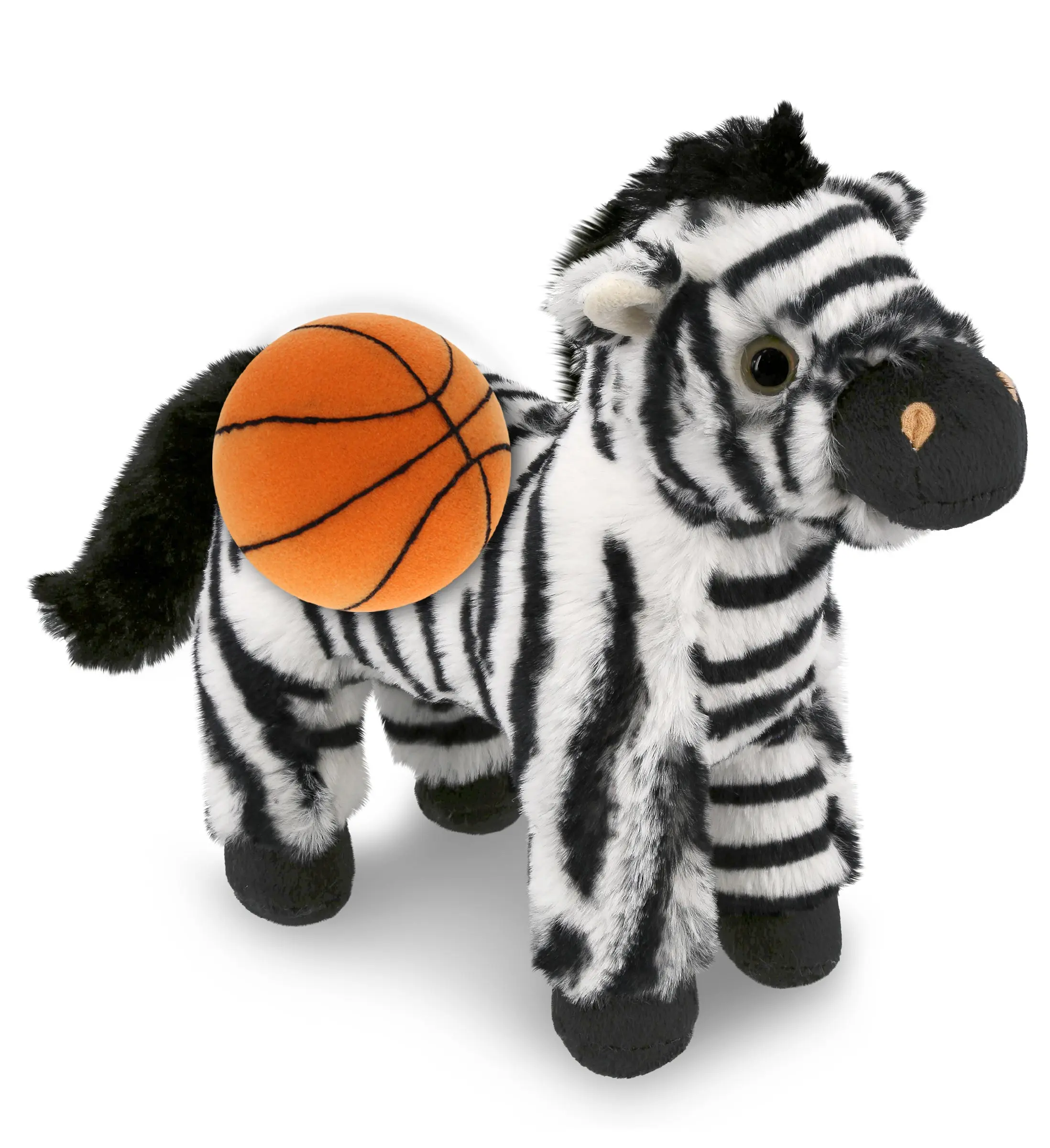 DOLLIBU Plush Basketball - 9" Zebra Cute-Shaped Fluffy Toddler-Safe Stuffed Toy, Super-Soft Plush Texture, Toddler-Approved for 0+ Age Group, Cute-Shaped Stuffed Toys, Toddler-Safe Stuffed Toys