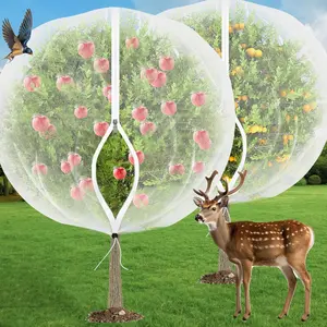 2 Pcs Fruit Tree Netting for Cicadas - with 4Ft×5Ft Zipper&Drawstring Protection for Your Fruit Trees Garden Bird Netting Covers Breathable Reusable Tree Netting for Citrus, Apple, Peach & Shrubs
