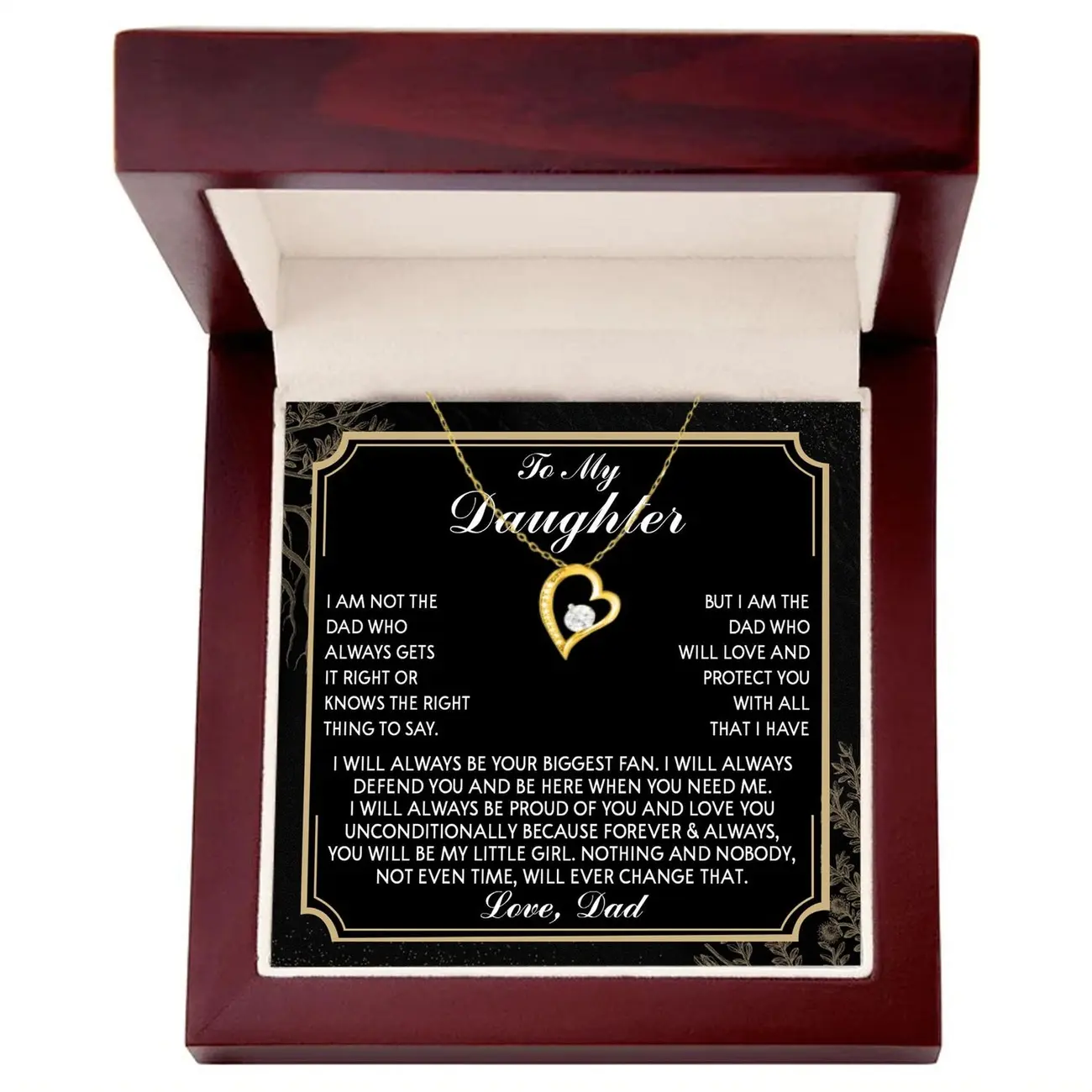 To My Daughter Forever Love Necklace from Dad, Father Daughter Necklace Gift Idea for Birthday Graduation, Necklace Message Card