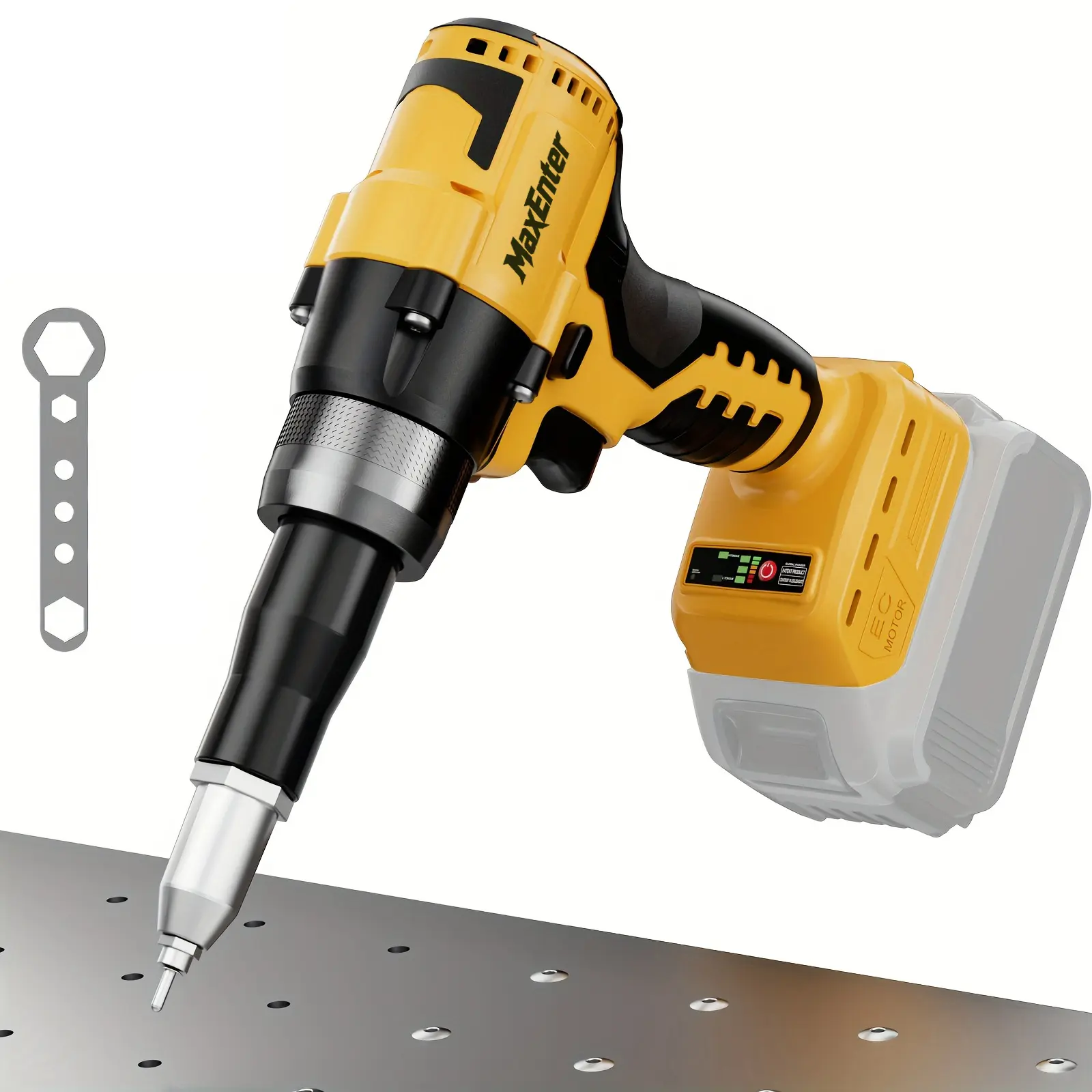Rivet Gun Compatible with Dewalt 20V Battery, Cordless Rivet Tool with 3 Size (1/8", 5/32", 3/16") Aluminum Rivets, Brushless Motor Rivet Gun Kit Nose Piece, Tool Only