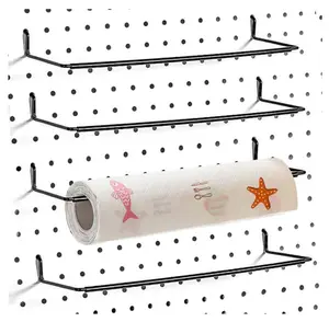 4 Pack Pegboard Towel Holder Pegboard Hooks for Paper Towels, Kitchen Towels, Stickers, Tapes Great Peg Board Organizer Accessories for Workshop, Garage, Kitchen Iron Metal Steel Gift