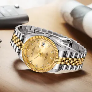 BUREI Men's Luxury Automatic Watch Two Tones Stainless Steel Dress Wrist Watches Self-Winding