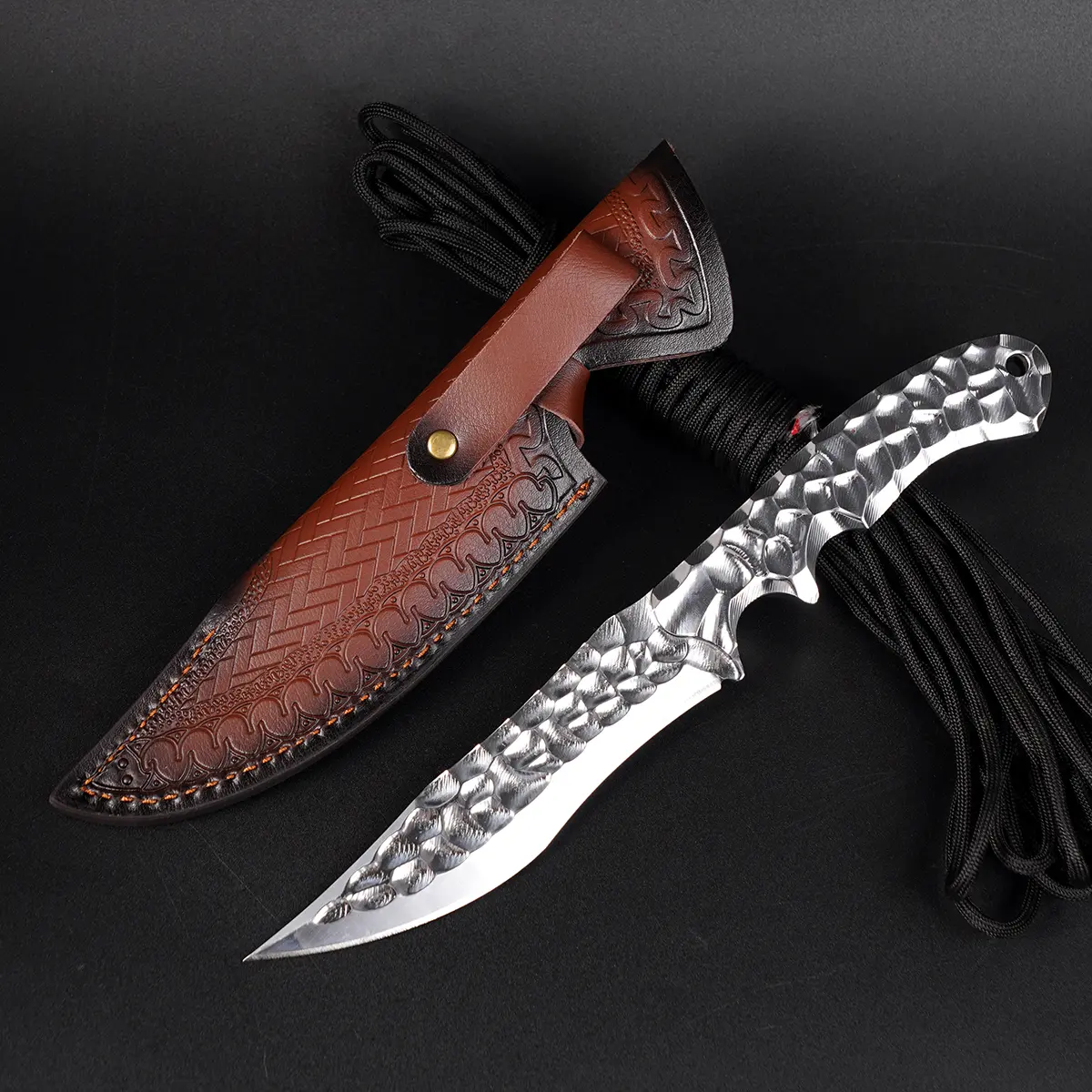 Integrated cold ice straight knife EDC, high hardness, sharp outdoor collection knife, portable sharp and fast camping knife dagger pocket knife