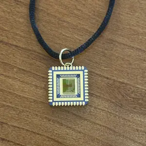 Square Pendant Necklace (Small 17mm) with IC chip (Recycled from IC packaging and IC wafers)