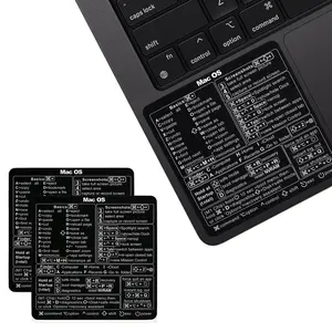 Mac OS Shortcut Stickers (2-Pack) – MacBook Keyboard Cheat Sheet for macOS (2025) – Waterproof Removable Vinyl Decals for MacBook Air/Pro, M1/M2/M3/M4 Black & Transparent