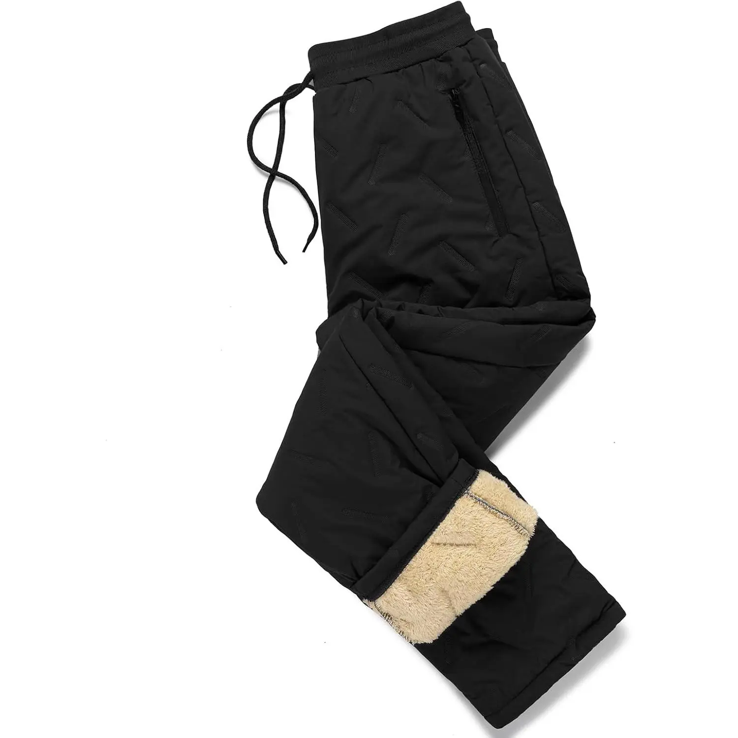 Men's Winter Sherpa-Lined Fleece Joggers with Elastic Waistband, Adjustable Drawstring, Anti-Static, Comfortable Warm Pants for Biking, Multi-Sports, Machine Washable (Hand Wash or Soft Machine Wash)