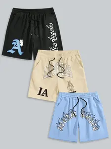 3-Pack Los Angeles Graphic Shorts | California Aesthetic Streetwear Casual Fitted Sweat Shorts Set