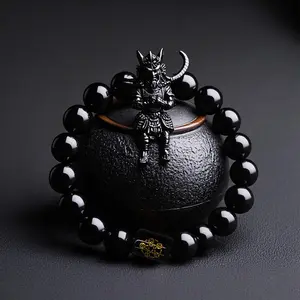 1pc Natural Obsidian Crystal Bracelet for Women Men， Handmade Men's and Women's Fashion Jewellery, Secret Message Brave Jewellery Gifts from the Perseus, Ideal For Daily Wear Or Special Occasions for Giving to Friends/Loved/Family