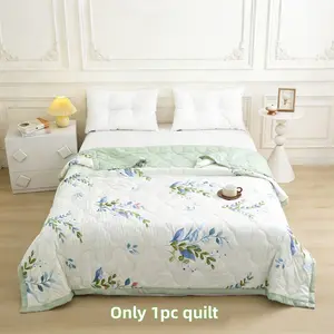 1pc Printed Summer Quilt, Fresh Minimalist Style, Lightweight & Breathable, No Sticky Sweat, Designed For Hot Sleepers & AC Rooms, Perfect For Home & Travel