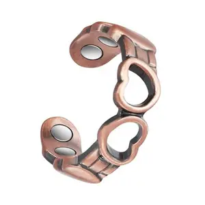 Nandudu Women's 99.99% Pure Copper Magnetic Heart Ring Adjustable Handmade Arthritis Relief Health Jewelry Fashion Rings