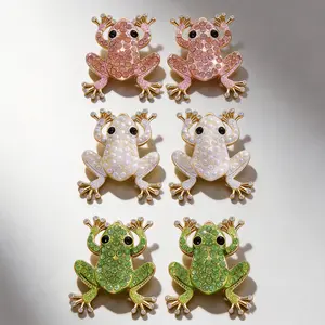 Women's Frog Stud Earrings - Alloy Crystal-Encrusted Whimsical Animal-Shaped Colorful Studded Earrings for Women, Ideal for Daily & Casual Wear, Earring For Women