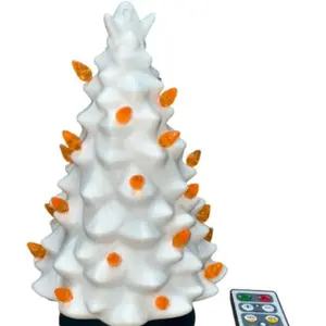 Cute Spooky Ghost Viral Halloween Tree Retro Ceramic-Look Plastic Pre-Lit LED with Remote
