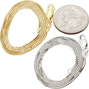 925 Sterling Silver 14k Gold Vermeil 1mm Box Chain Necklace 16”-18”