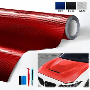 12" x 60" ( 1 FT x 5 FT) Gloss Black Carbon Fiber Car Wrap Vinyl Bubble Free Air Release Adhesive Car Wrap Film Roll Automotive DIY Decals
