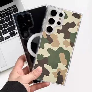 Transparent magnetic Case for  S25 Ultra/S24/S23/S22 Phone Case with Unique Design, Camo Pattern Protective Case aqyklsx-1