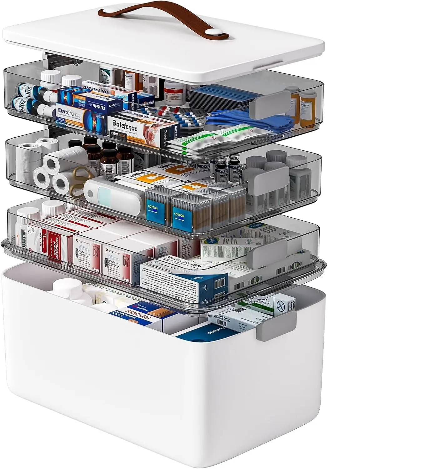funest 4- Tier Medicine Storage Box Organizer Portable First Aid kit Box Sewing, Art, Craft with Handle, Multipurpose Medical Supply Organizer with Removable Tray