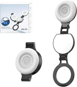 ABS Tri-Fold Phone Fill Light, Photography Fill Light & Makeup Mirror Combo with USB Rechargeable Tri-Fold Stand