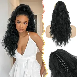 Yetta Long Wavy Claw Clip Ponytail Extension 18" Synthetic Curly Hairpiece for Women - Elegant Natural Fake Ponytail Hairpiece