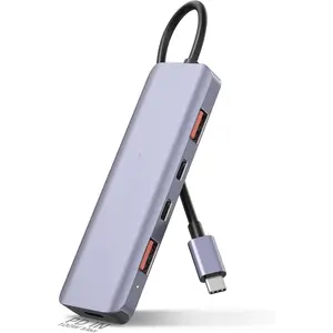 F-APT09  USB C Hub 10Gbps USB C Multiport Adapter for MacBook ipad Phone with 100W PD Charging, USB c Splitter 1 in 4 Out 10Gbps Data Ports Compatible with Surface, XPS, Samsung, Dell and More(Space Gray)
