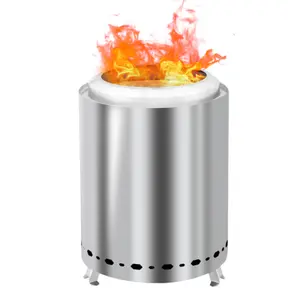 Smokeless Fire Pit 7.1x7.1x9.7in Outdoor Portable Fire Pit for Backyard and Camping Round Stainless Steel Silver 360° Airflow System