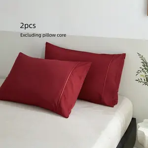 2pcs  Pillowcases Queen Size, Comfortable Envelope Closure, Wine, Fade Resistant, Ideal for Home Bedding