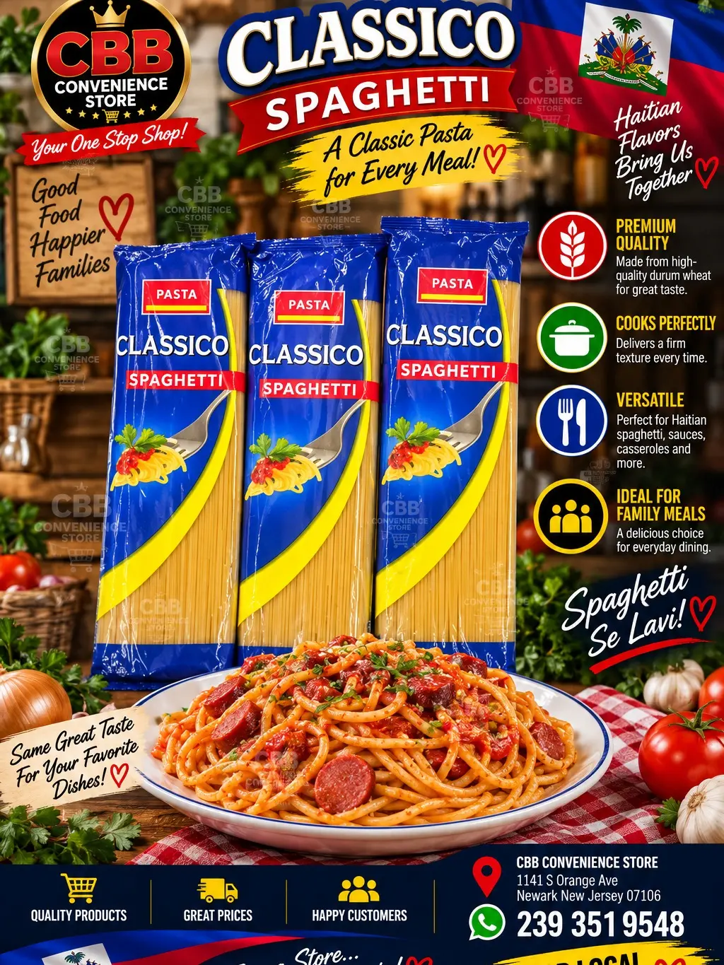 Traditional Italian Spaghetti Classico 3-Pack - Starchy Pasta Kit with Bag, Pate, Onion, Black Pepper, Canned Tomatoes, Olive Oil, Garlic, Basil Leaves, Salt - Ambient Storage, Room Temp, Ideal for Family Dinners