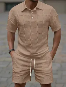 KZZ Top Men's 2-Piece Short-Sleeve Solid Casual Suit Set - Fashion Formal Wear, Matching Shorts for Tropical Outings, Men's Clothes